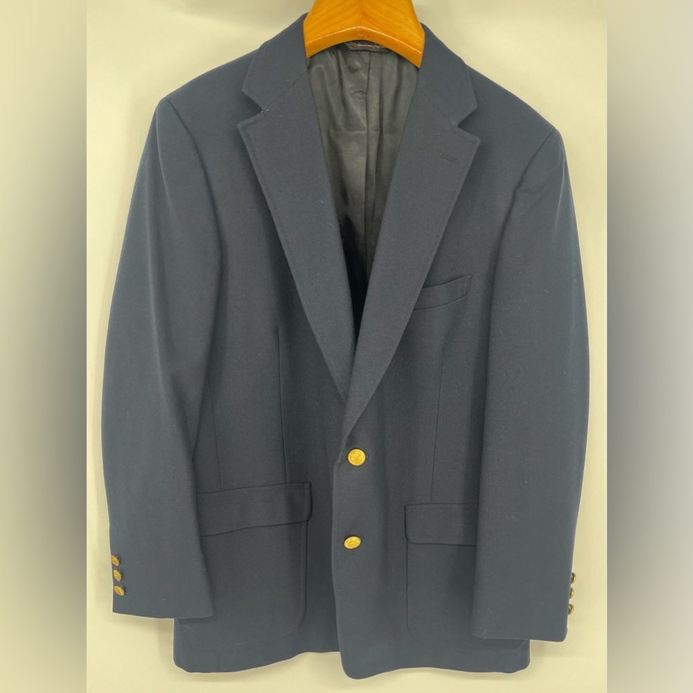 VTG American Craftsman Jacket Blazer Bachrach Navy Gold Button American 40 Union